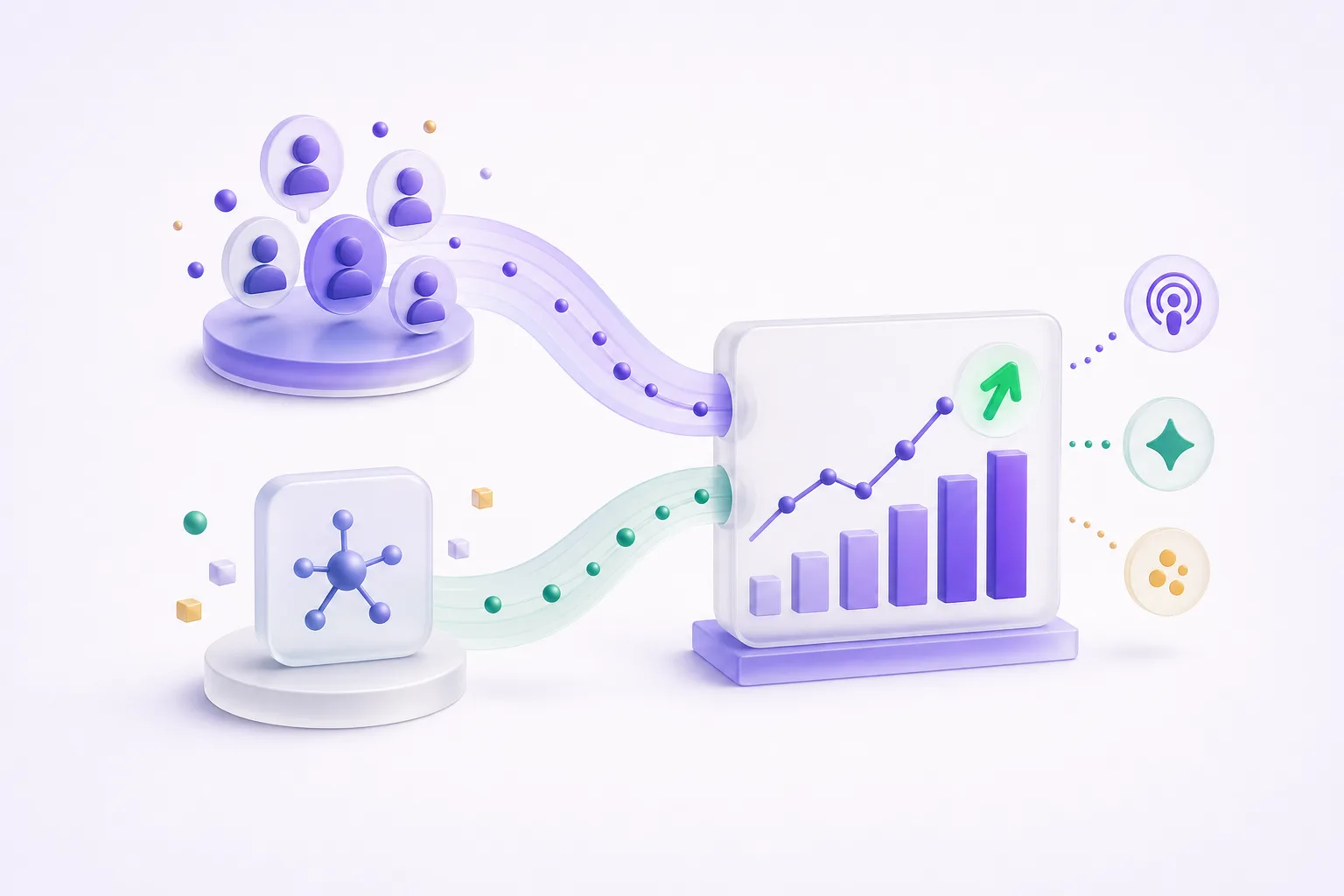 Human visitors and AI tools flowing into one discovery analytics view.