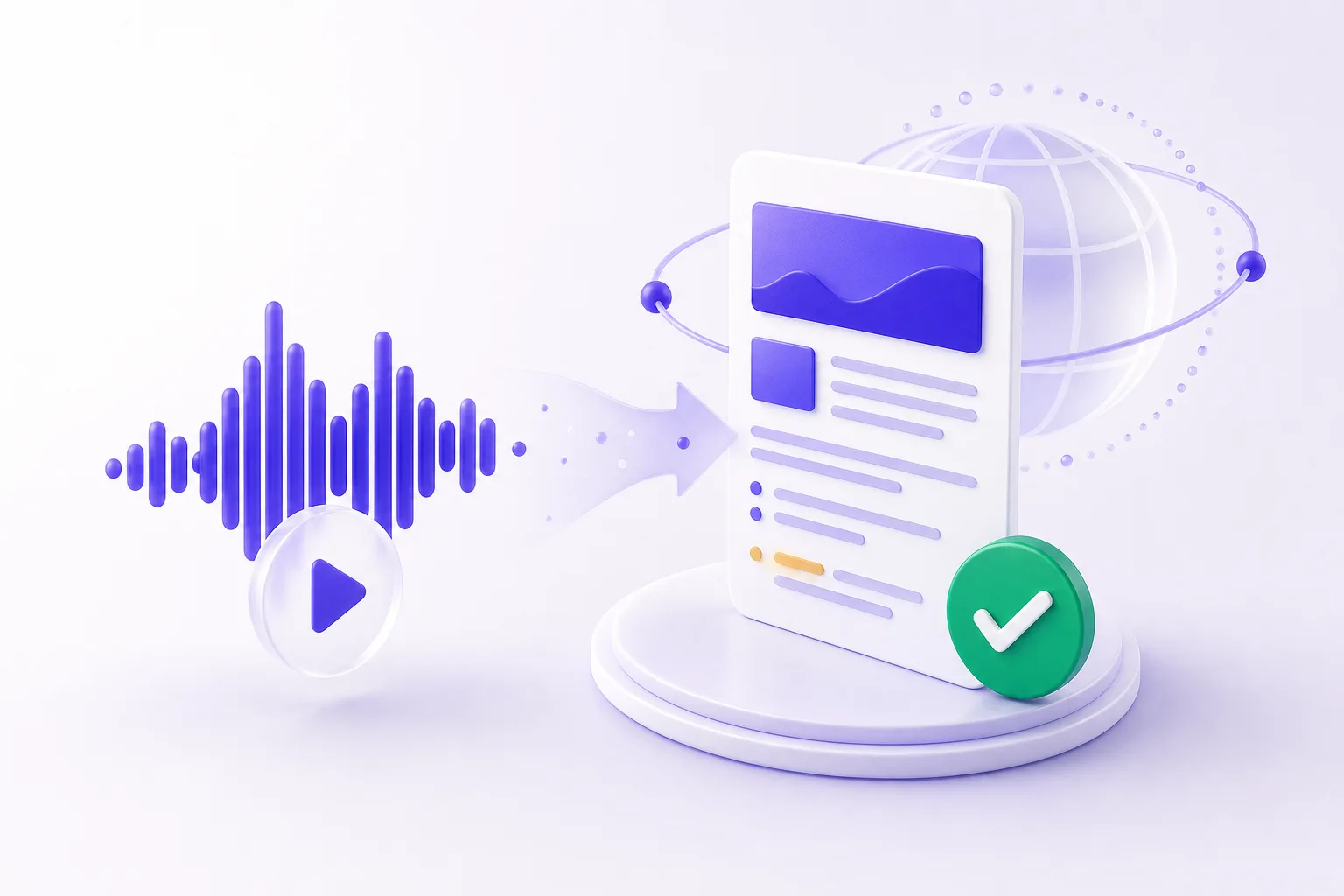 Podcast audio becoming an indexable episode page.